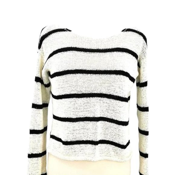 L.O.G.G. Loop Knit Stripe Crop Long Sleeve Sweater - Picture 1 of 7